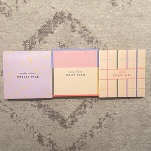 NWT Set of 3 Pastel Planning Notepads - Weekly + Daily + Checklist (Sticky Note)